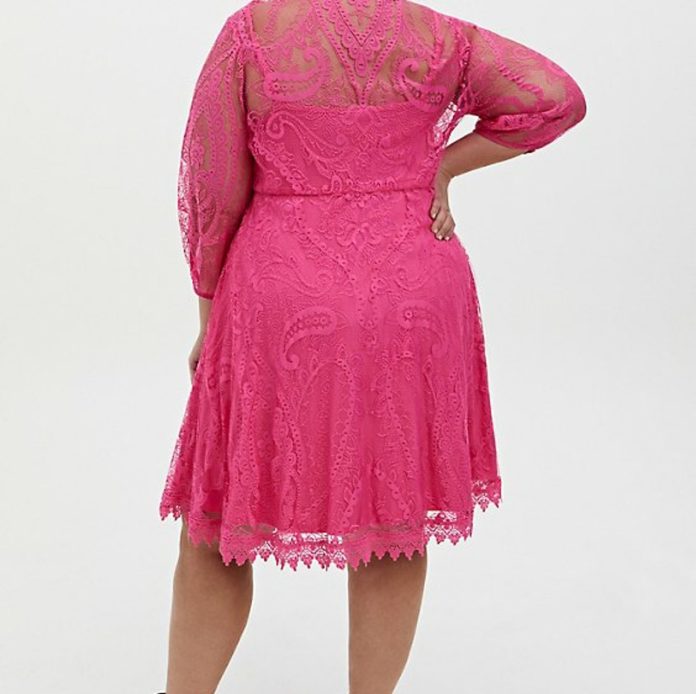 💗👗〰️Torrid〰️ lace button front skater dress OVERLAY 00X - Picture 4 of 6